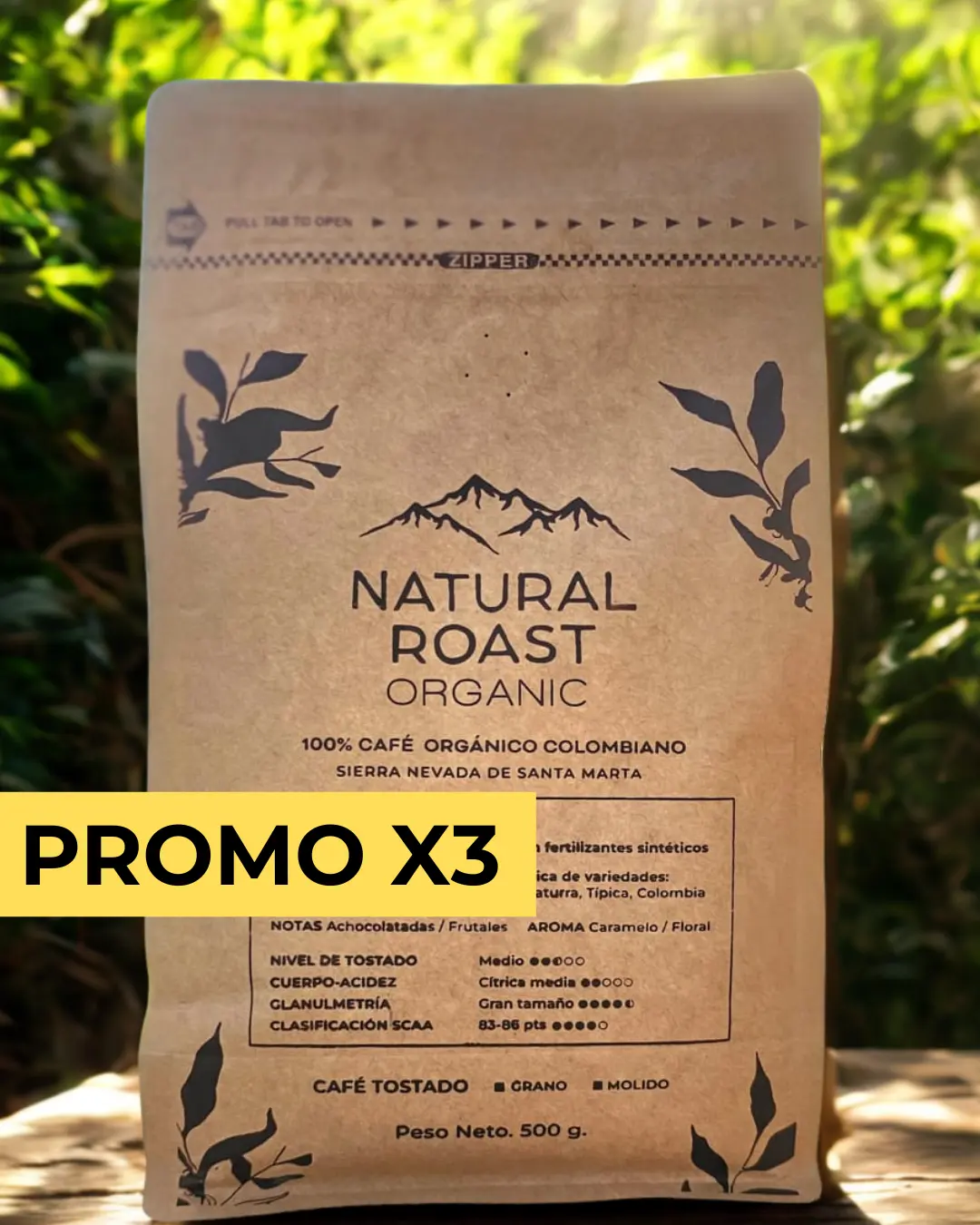 Promoción: 3 libras de café orgánico (Ahorra $18.600)