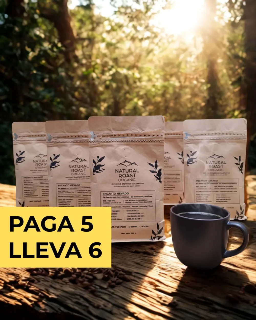 ¡Oferta especial! Paga 5 lleva 6 bolsas de café orgánico (Ahorra $62.000)